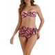 thumbnail image 1 of INSPIRAR CHIC Conjuntos de Bikini de Flores para Mujeres de 3 Piezas con Espalda Atada, Parte Inferior en Triángulo, Trajes de Baño Grande Rojo, 1 of 5