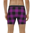 thumbnail image 4 of Xecao Purple Black Plaid Print Boxer Briefs for Men's Stretch Moisture-Wicking Underwear, Mid-Rise Classics breathable fabric, 4 of 7