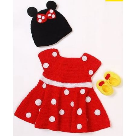 Woonie Handmade Crochet Polka Frock with Cap and Booties-Red price history on PriceWatchPro