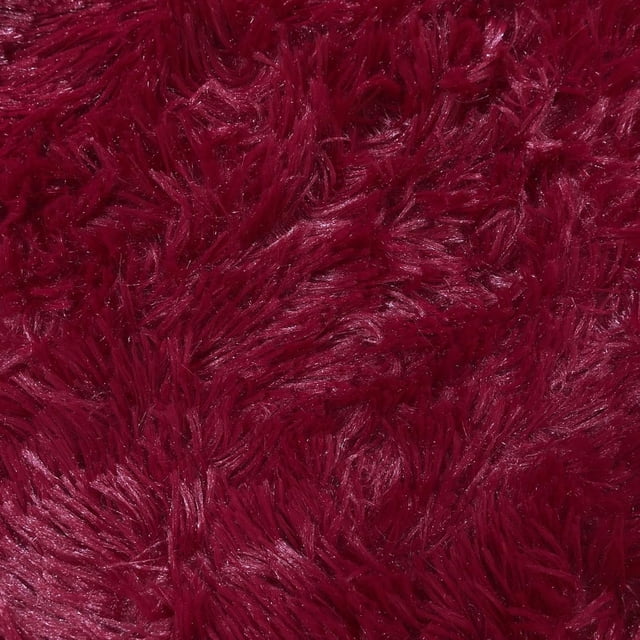 Soft Fluffy Area Rug, Washable Silk-Wool PV Fleece, Non-Slip, Family and pet Friendly Living Room Rug (Bordeaux,20×32 inch)