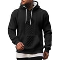 thumbnail image 3 of Dwelliawo St Patricks Day Hoodie Men Waffle Pullover Shamrock Flag Sweatshirt Shamrock Graphic Hoodies Long Sleeve Funny Outfits Black L, 3 of 3