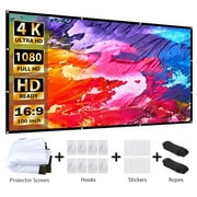 VANKYO Projector Screen 100 inches Portable Indoor Outdoor Projection Polyester Spandex Movie Screen Foldable Wall Mounted with Peel and Hooks