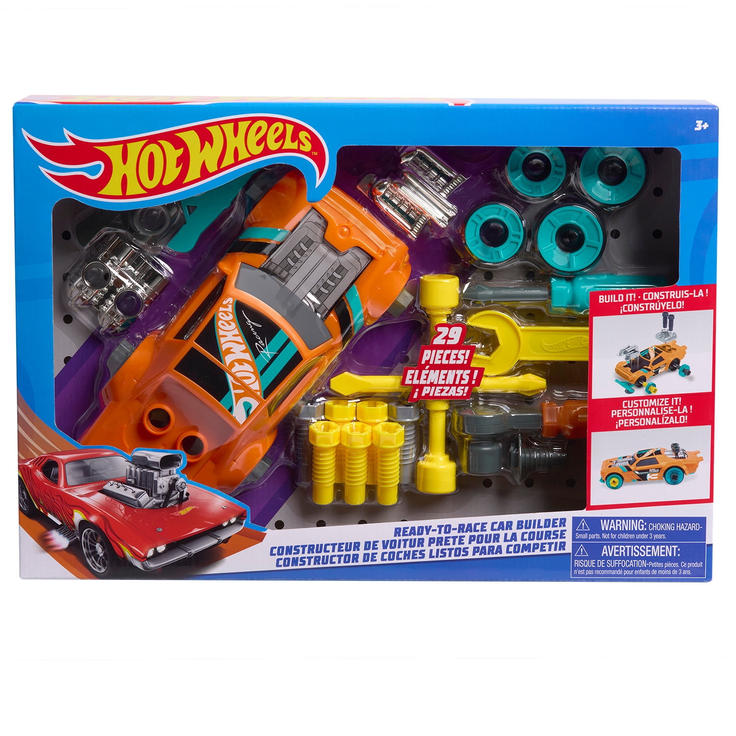 Hot Wheels Ready to Race Car Builder Set Night Shifter 29 Pieces Pretend Vehicle Play Ages 3 up Walmart