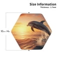 thumbnail image 2 of Honeii Sunset Dancing Dolphin A print Leather Coaster Set of 4, ideal for safeguarding your furniture from drinks spills and effortless cleanup-Hexagon, 2 of 6