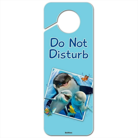 Ocean Selfie Picture Orca Killer Whale Dolphins Plastic Door Knob Hanger Sign