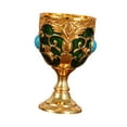 thumbnail image 4 of Fiocias Vintage Medieval Goblet Desktop Decor Party Supplies Engraved Wedding Zinc Alloy Gold Green, 4 of 9