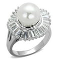 thumbnail image 1 of Alamode 3W1073-10 Women Rhodium Brass Ring with Synthetic in White - Size 10, 1 of 1