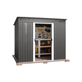 thumbnail image 3 of 6×8 FT Outdoor Metal Storage Shed with Steel Base Kit & Metal Door – Black Garden Shed for Backyard, Poolside, or Patio, 3 of 6