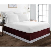 D.N.G. BEDDINGS 1 Piece Split Corner Two Tone Tailored Bed Skirt, Full Size 10 Inch Deep Pocket, 800 Thread Count, 100% Egyptian Cotton, Solid Wine/Silver Color.
