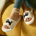 thumbnail image 5 of QINGFSAP Womens Cozy Plush Open Toe Slippers Embroidered Cat Design Non Skid Flat Sole Winter House Slippers, 5 of 9