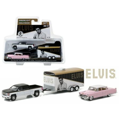 64 Cadillac Series 2015 Chevrolet Silverado 1500 & 1955 Cadillac Fleetwood Series 60 Pink Cadillac Elvis Presley 1/64 Diecast by Greenlight ()