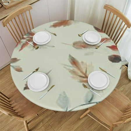 

HAOXIT Fall Round Tablecloth Orange Blue Pumpkins Autumn Harvest Maple Leaves Rustic Decorative Table Cloth Washable Table Cover for Dinner Home Kitchen Picnic Party Garden 42-46