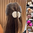 thumbnail image 1 of opvise Hair Claw Strong Claws Fadeless Fall-resistant Non-shedding Non-slip Fluffy Fur Balls Fall Winter Plush Hair Clip Hair Accessory Grey, 1 of 8