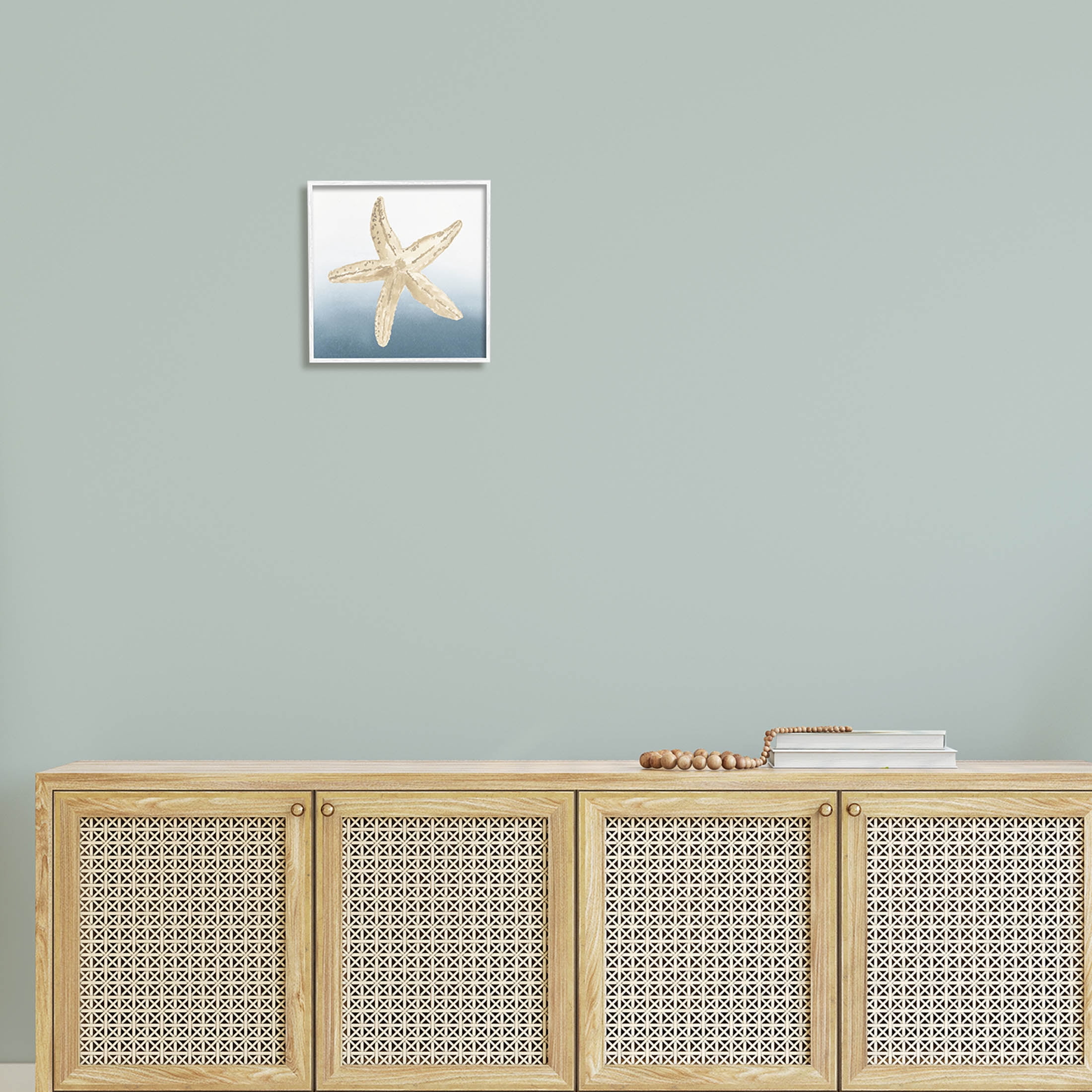 Summer Beach Life Starfish Animals & Insects Graphic Art White Framed Art Print Wall Art