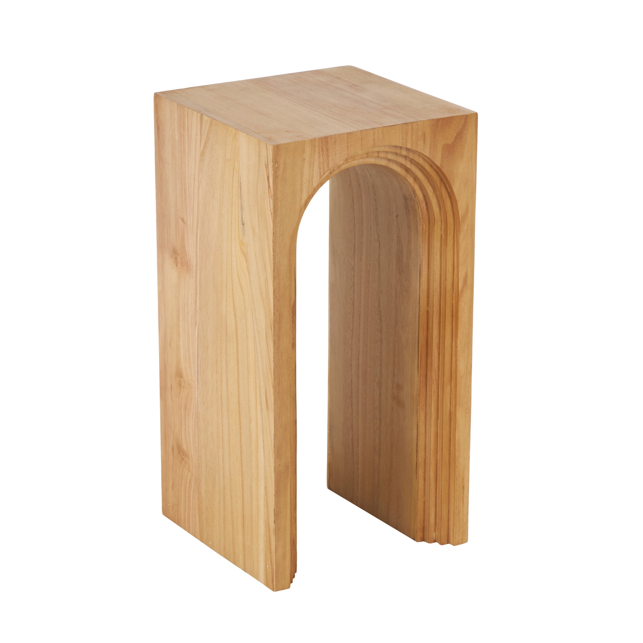 DecMode 12" x 24" Brown Wood Cutout Arch Accent Table, 1-Piece