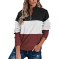 thumbnail image 1 of Sudadera con media cremallera Costura Bloque de color Sólido Elegante Manga larga Ajuste holgado Jersey informal Top Rojo XL, 1 of 4