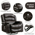thumbnail image 3 of Manual Rocker Recliners, 360° Swivel Recliner Chair for Living Room, PU Leather Swivel Rocker Recliner with Massage and Heat, Home Theater Rocking Recliner with Cup Holder, Brown, 3 of 8