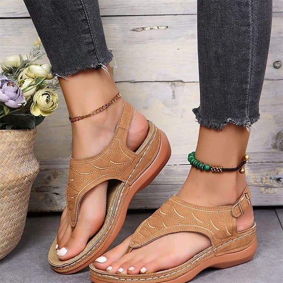 Willtoo Womens Orthopedic Sandals Arch Support Summer Flat Sandals Lightweight Non Slip Slip on Work Shoes Comfort 2026 New Orthopedic Shoes