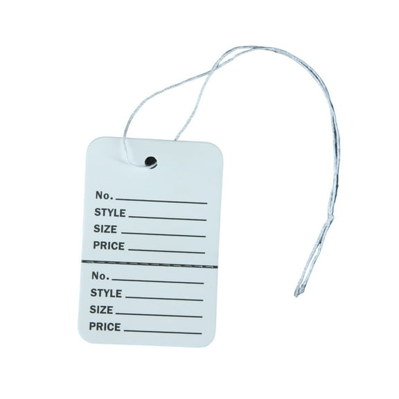 SSWBasics Small Strung White Perforated Coupon Price Tags - 1 1/4"W x 1 7/8”H - Pack of 1000