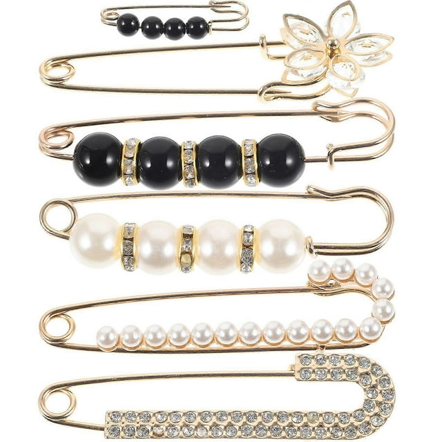 6pcs Sweater Brooches Shawl Clips Pants Pins Skirt Brooch Pins Dress Pins Clothing Decoration