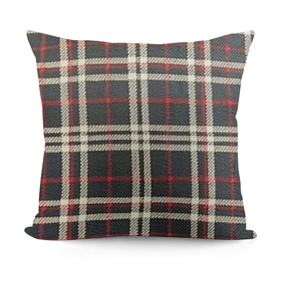 Gray Black Red Scottish Tartan Plaid Decorative Cozy Soft Throw Square Couch Cushion Cover for Home Decor Sofa Living Room Bed Car
