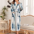 thumbnail image 5 of XIAONU Womens Plush Robe Relaxed Fit Geometric Print Sleepwear Warm Stylish Loungewear Gown, 5 of 7
