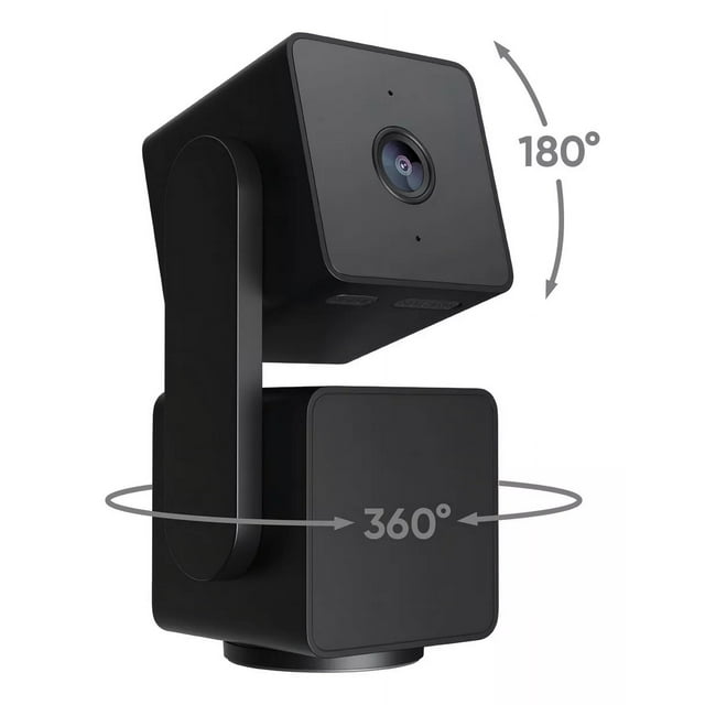 WYZE Cam Pan V3, Cámara de Seguridad WiFi con Horizontal/Vertical/Zoom de 2MP, Detección de Movimiento, Audio Bidireccional, Visión Nocturna en Color, IP65, Funciona con Alexa y Google, Negra