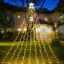 Outdoor Christmas Decoration Lights, 8 Modes & 350 LED Christmas String Lights Waterfall Fairy Tree Lights Christmas Indoor Outdoor Holiday Lighting Decorations, Warm White, Plug-in