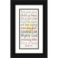 thumbnail image 1 of Words for the Soul 10x18 Black Ornate Wood Framed with Double Matting Museum Art Print Titled - For Unto Us, 1 of 4