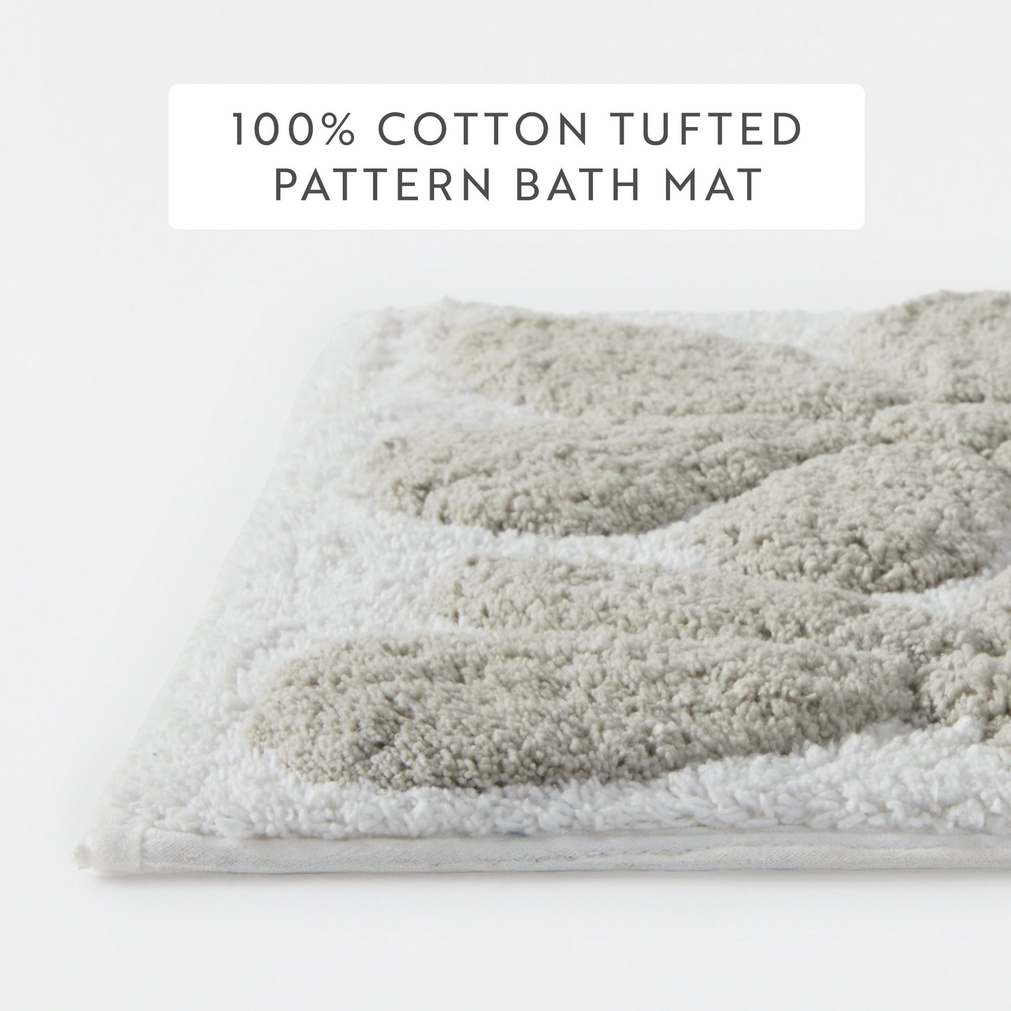 Noble Linens Floral Pattern Cotton Bath Mat, 24 in x 17 in, Floral Light Gray