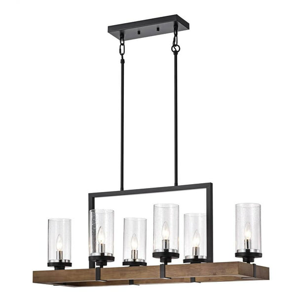 Sonoma 6 Light Linear Chandelier With, Seeded Glass Shade For Chandelier