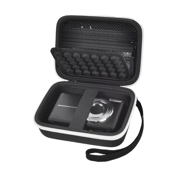 ZELVINN Small Camera Storage Case Hard Eva Zippered Pocket Soft Interior Wrist Strap for Home Travel