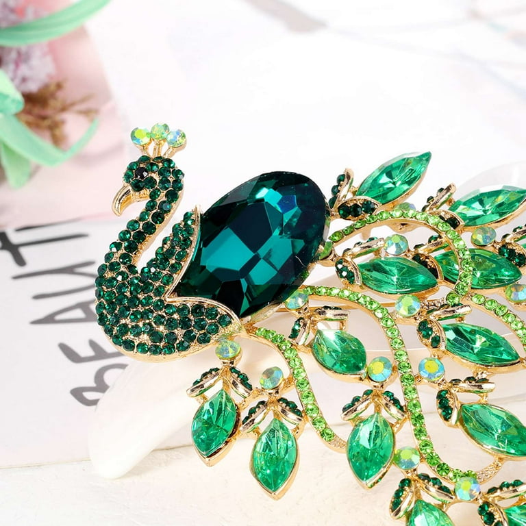 Brooches of Peacock Brooch for Women Rhinestone Peacock Bird