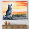 thumbnail image 2 of Portrait Of Grey Wolf Howling At The Moon 12 in x 8 in Painting Canvas Art Print, by Designart, 2 of 4