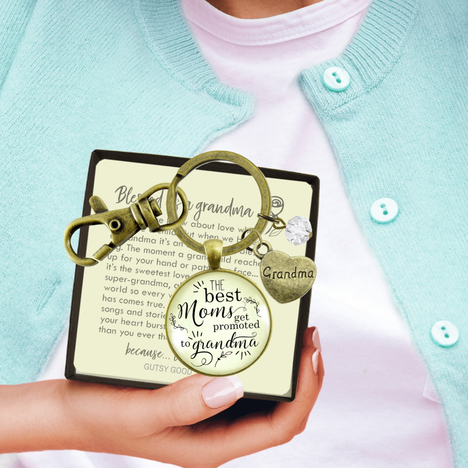 New Grandma Keychain Best Moms Get Promoted Grandmother Keepsake Jewelry Gift
