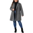 thumbnail image 3 of Agnes Orinda Women's Plus Size Winter Coats Notched Lapel Single Breasted Outerwear Elegant Long Trench Coat with Pocket 2X Dark Gray, 3 of 7
