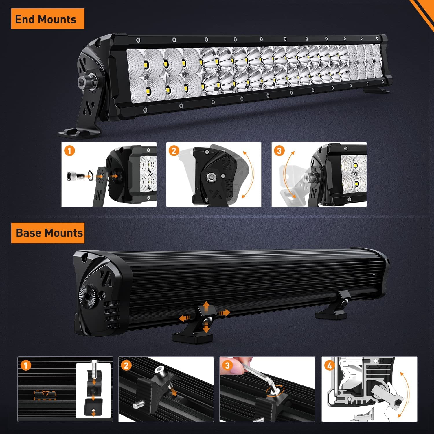 Nilight LED Light Bar 21.6 Inch 200W Flood Spot Combo Beam 24000LM IP68 Offroad LED Driving Lighting for Pickup Truck SUV ATV UTV Boat Jeep