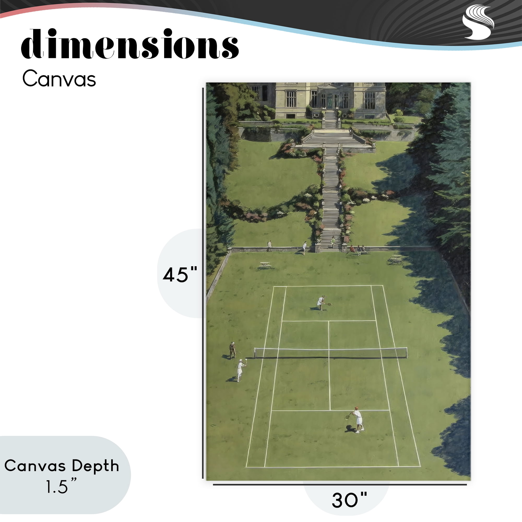 Stupell Industries Tennis Court at Mansion Canvas Wall Art, design by Petal Prints Design