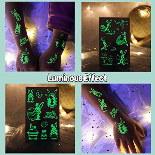 Tatuajes temporales luminosos de Pascua PARTYWIND 132 piezas 12 hojas Adorno