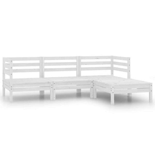 vidaXL Ensemble de Salon de Jardin 4 Pcs Pin Massif Blanc