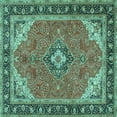 thumbnail image 1 of Ahgly Company Indoor Square Medallion Turquoise Blue Traditional Area Rugs, 5' Square, 1 of 4