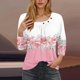 thumbnail image 2 of Blusas para las Mujeres Casual, 3/4 Manga Floral Estampado Camiseta de Moda Top Hecho de Poliéster Transpirable Suave para el Uso Diario de Primavera Otoño, Tops de Blusa para las Mujeres, 2 of 5