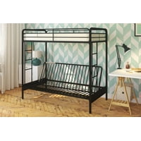 DHP Twin Over Futon Metal Bunk Bed with Mattress, Multiple Colors