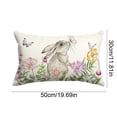 thumbnail image 4 of Yhmxh Easter Bunny Throw Pillow Cover, 12 x 20 Inch Cute Rabbit Rectangle Linen Cushion Case, Wildflowers Throw Pillow Case Decoration, Holiday Farmhouse Decoration for Bed Sofa Couch, 4 of 7