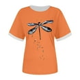 thumbnail image 4 of Women Summer Tops Women's Loose Top Printed Short Sleeve T Shirt Long Sleeve Shirts with Sayings Peach Long Shirt Women Athletic Set Warm Undershirt for Button up Flannel Ladies Orange 2XL, 4 of 5