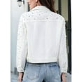 thumbnail image 4 of Women'S Pearl Denim Jacket Cropped Rhinestones Jean Jacket Coat White M, 4 of 5