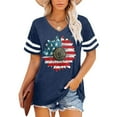 thumbnail image 2 of HAPIMO Summer Shirts for Women Independence Day Short Sleeve Tees O-Neck Pullover Colorblock Stripe Print Tops Loose Blouses Dressy Casual T-Shirts Dark Blue L, 2 of 5