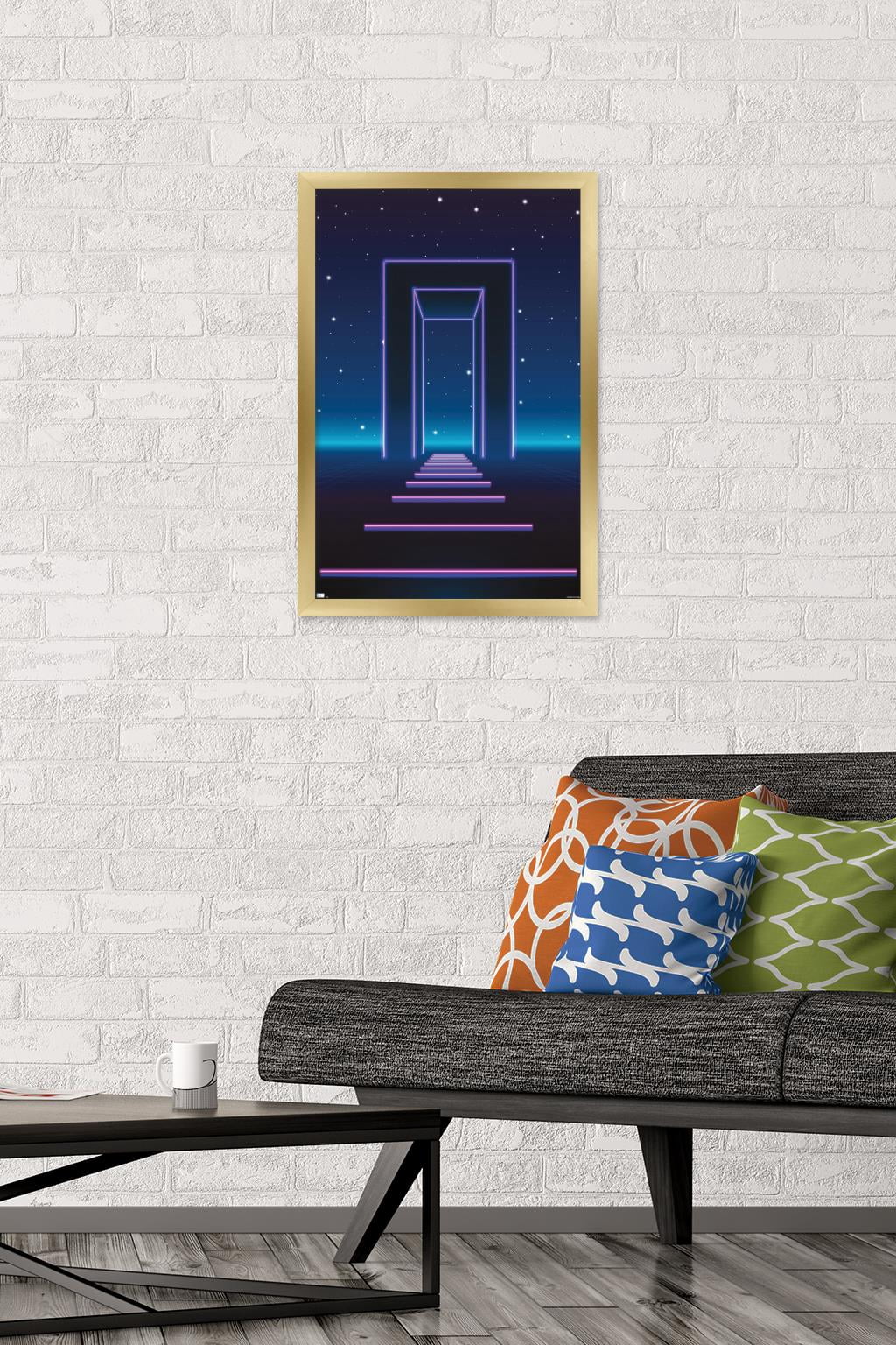 Geometric Neon Wall Poster, 14.725" x 22.375", Framed