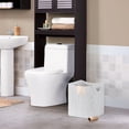 thumbnail image 5 of Light Gray Wood Trash Can, Freestanding Waste Basket with Cutout Handles for Bathroom, Bedroom, Office, 5 of 6