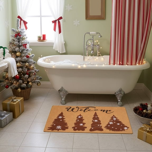 PSVFUJZ Christmas Doormat 16x24 Inch, Non-Slip Holiday Floor Mat for Entryway, Kitchen & Bathroom, Soft Washable Decorative Rug for Indoor Porch Living Room Home Decoration